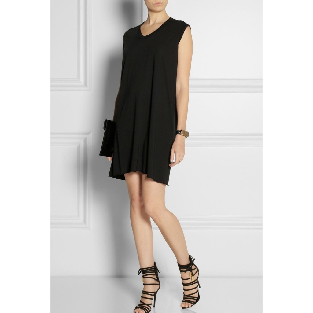 New Rick Owens Lilies Black Jersey Tunic Dress Size Extra Small Xs